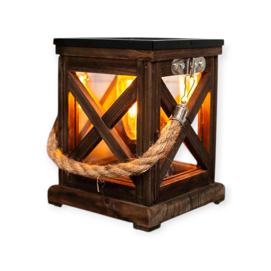 Walnut + Rope Wax Warmer - Vintage Bulb